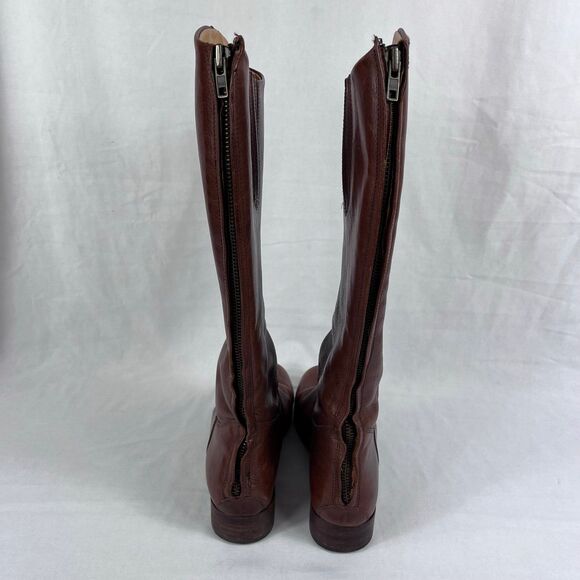 Rare Vintage Ariat Tall Brown Riding Boots Rear Zip Leather Sole 10010507 8 - Picture 4 of 12